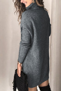 Udressshop Turtleneck Long Sleeve Knitted Winter Sweater Dress