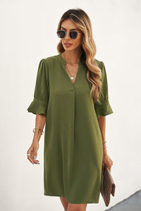 Udressshop Ruffled Sleeve Shift Mid Dress