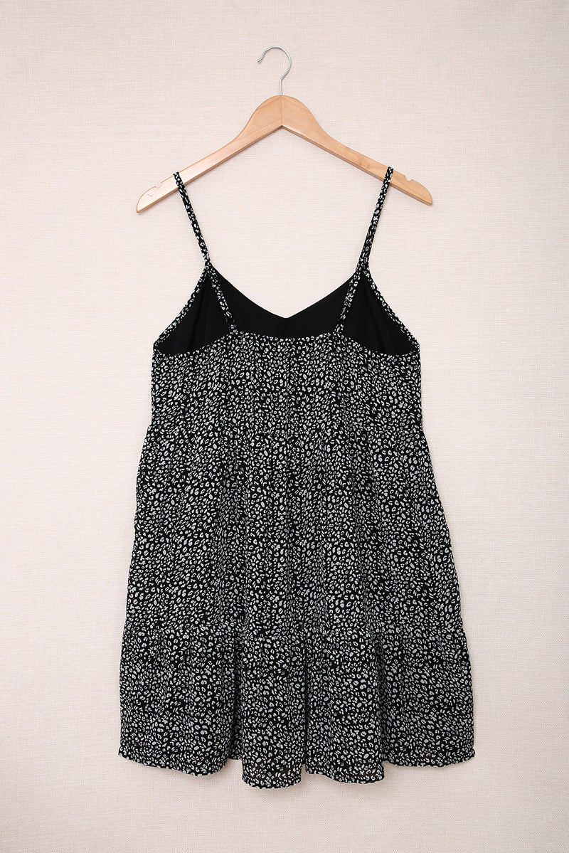 Udressshop Pattern Printed Buttoned Spaghetti Strap A-line Cami Dress