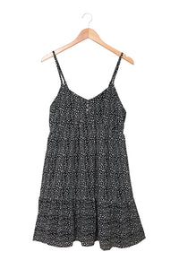 Udressshop Pattern Printed Buttoned Spaghetti Strap A-line Cami Dress