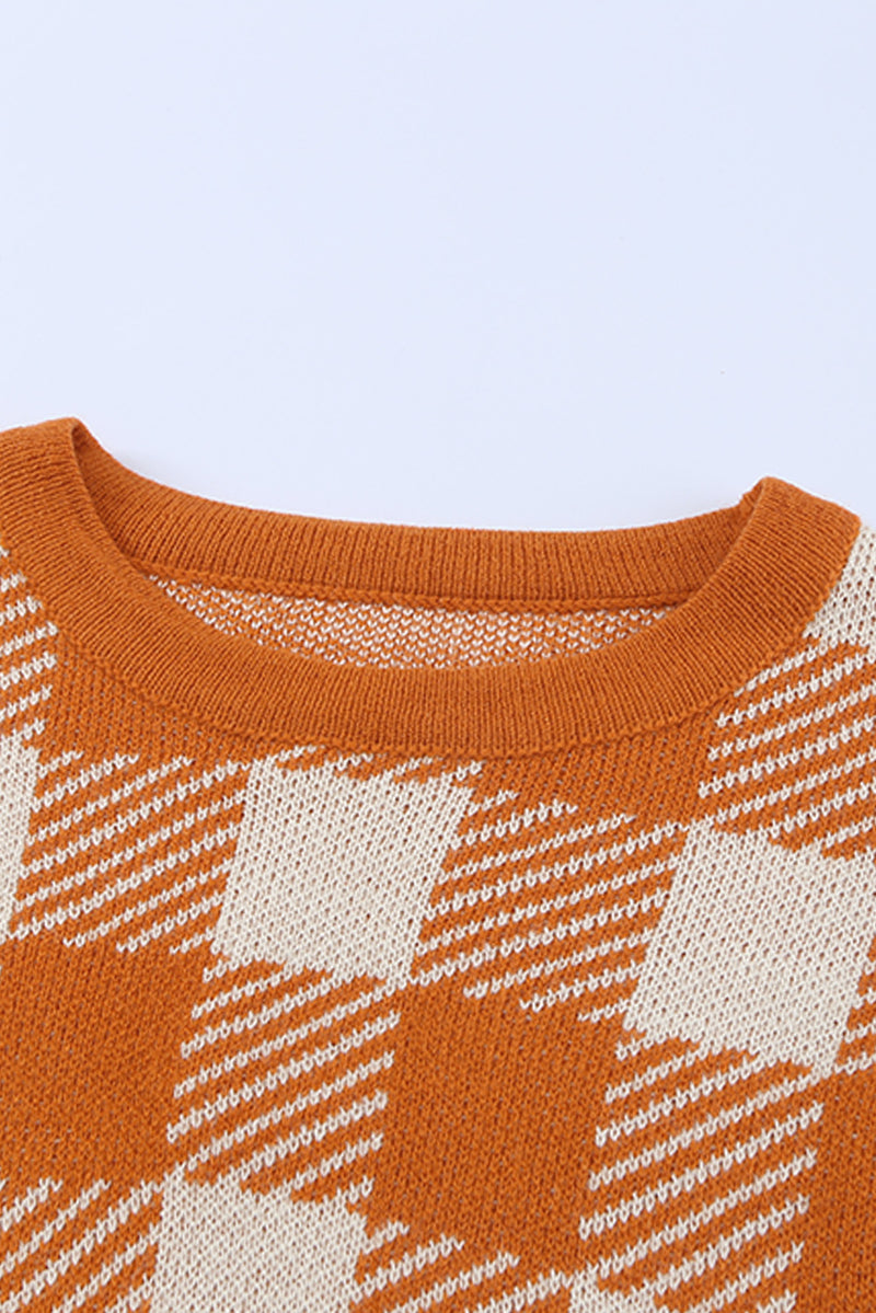 Udressshop Orange Plaid Winter Sweater Dress