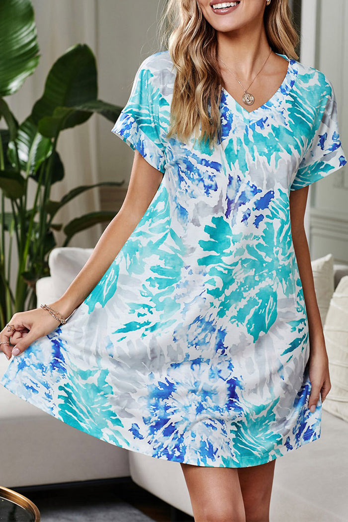 Udressshop Remain the Same Blue Tie Dye Mid Dress