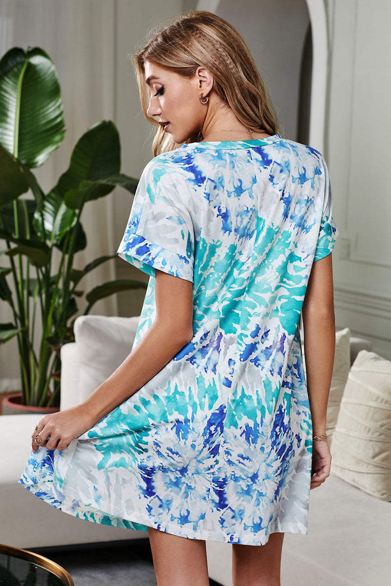 Udressshop Remain the Same Blue Tie Dye Mid Dress