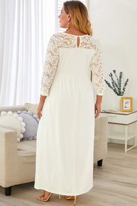 Plus Size 3/4 Lace Long Sleeve Yoke Women's Maxi Dress