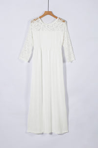 Plus Size 3/4 Lace Long Sleeve Yoke Women's Maxi Dress