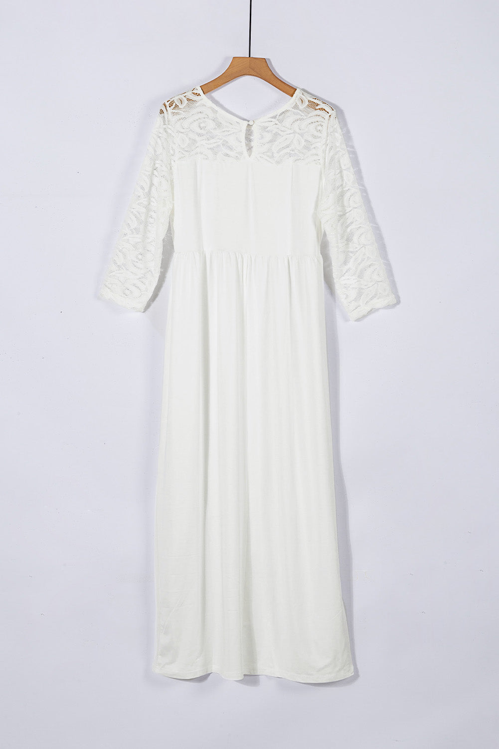 Plus Size 3/4 Lace Long Sleeve Yoke Women's Maxi Dress