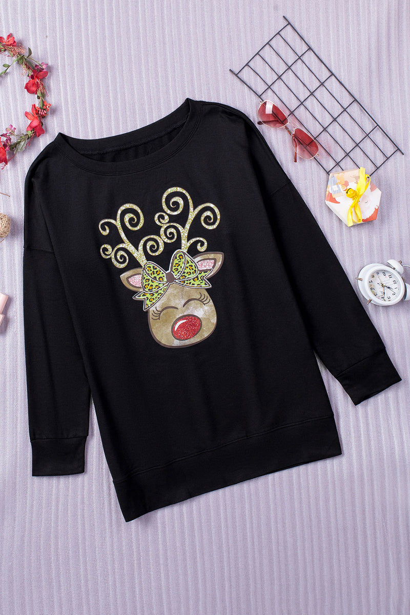 Women's Christmas Animal Print Cute Sweatshirt Mini Dress