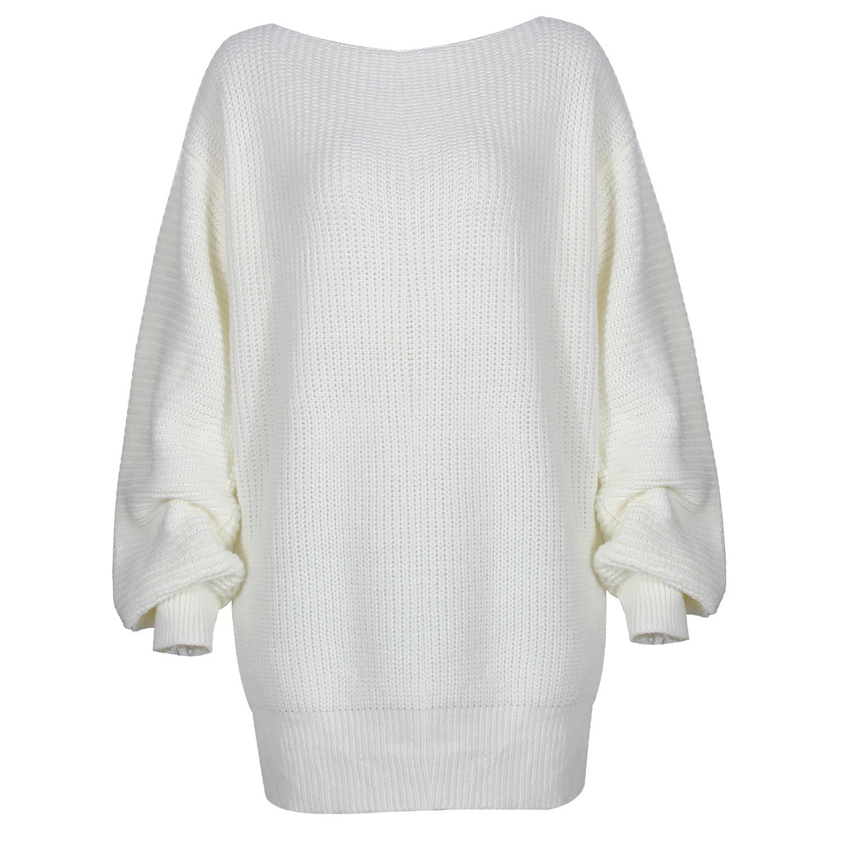 Women's Long-Sleeved One-Neck Casual Loose Knitted Sweater Dress