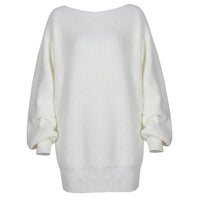 Women's Long-Sleeved One-Neck Casual Loose Knitted Sweater Dress