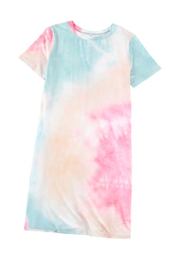 Women's Tie Dye Oversized Slit Tee Dress Cute Print Oversized