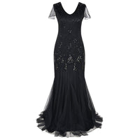 Women's Plus Size Sequin Retro Banquet Wedding Lace Dress