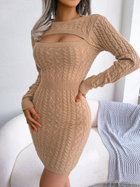 Women's Sexy Hollow Twisted Waist Bag Hip Sweater Dress