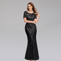 Women's Slim Mesh Sequin Banquet Host Evening Dress Mermaid Dress