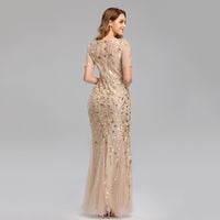 Women's Slim Mesh Sequin Banquet Host Evening Dress Mermaid Dress