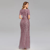 Women's Slim Mesh Sequin Banquet Host Evening Dress Mermaid Dress