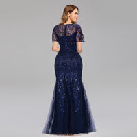 Women's Slim Mesh Sequin Banquet Host Evening Dress Mermaid Dress