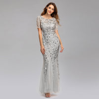 Women's Slim Mesh Sequin Banquet Host Evening Dress Mermaid Dress