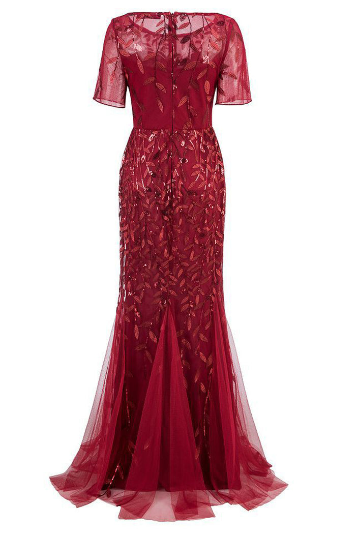 Women's Slim Mesh Sequin Banquet Host Evening Dress Mermaid Dress