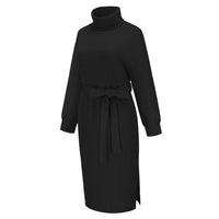 Women's Stand Collar Tie Knit Dress Sweater Turtleneck Bottoming Dress