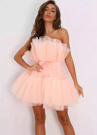 Women's Tube Top Mesh Temperament Bow Tutu Dress