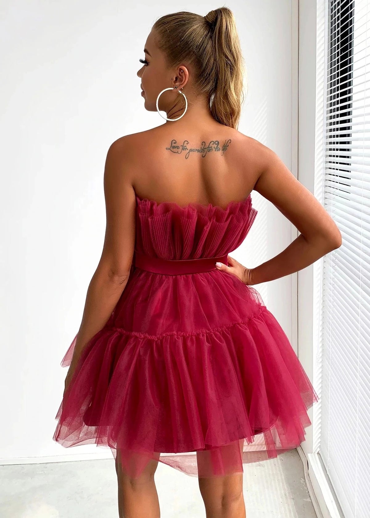 Women's Tube Top Mesh Temperament Bow Tutu Dress