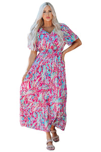 Udressshop Wrap V Neck Floral Maxi Dress