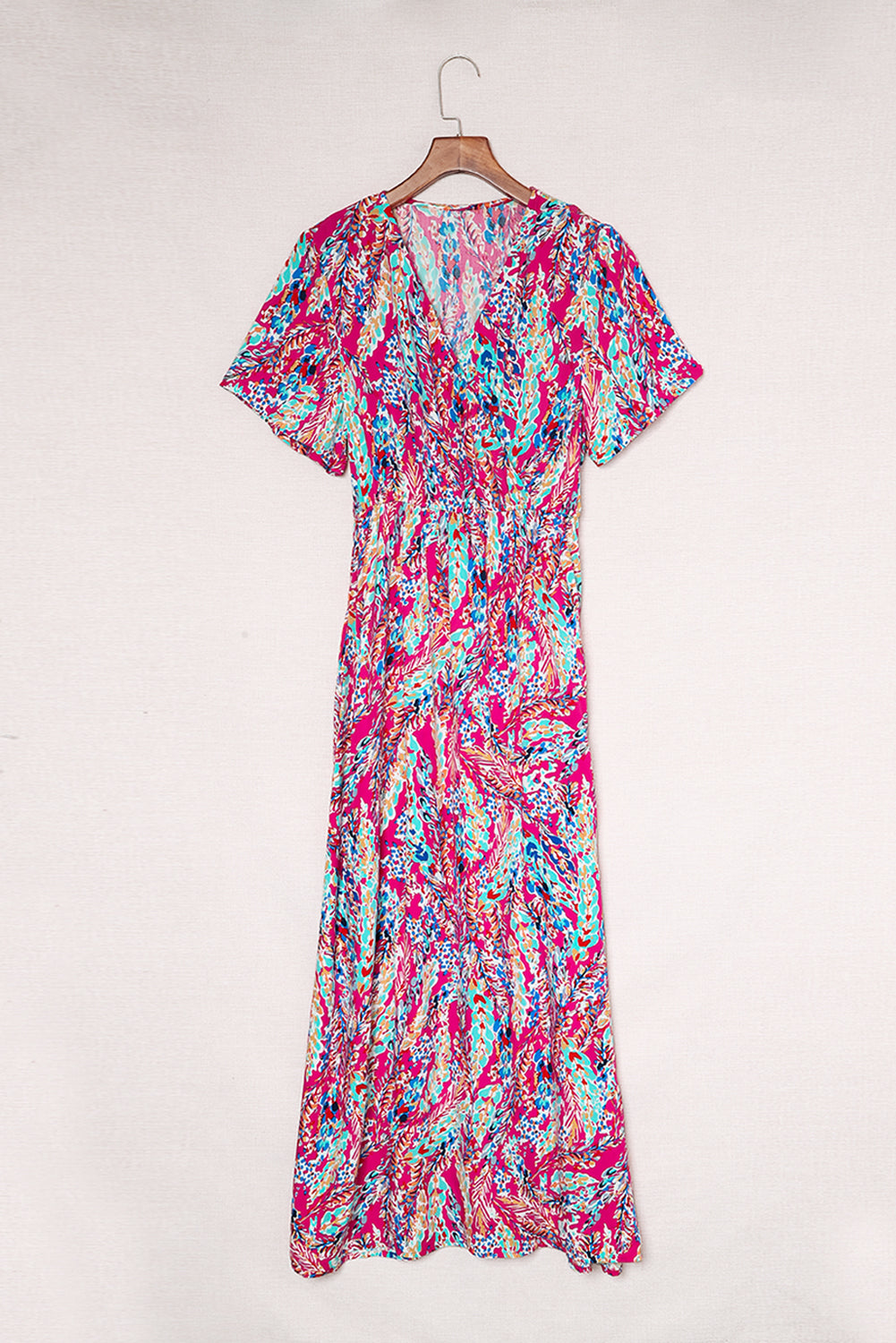 Udressshop Wrap V Neck Floral Maxi Dress