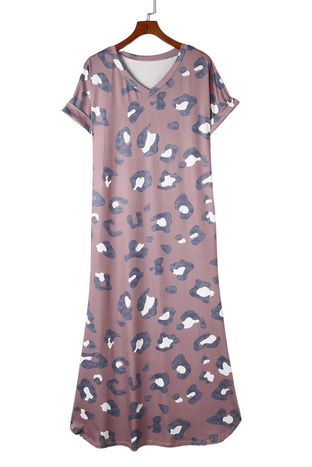 Udressshop Women's Print V Neck Long T-shirt Dress