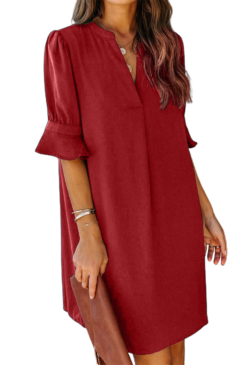 Udressshop Women's Ruffled Sleeve Shift Dress