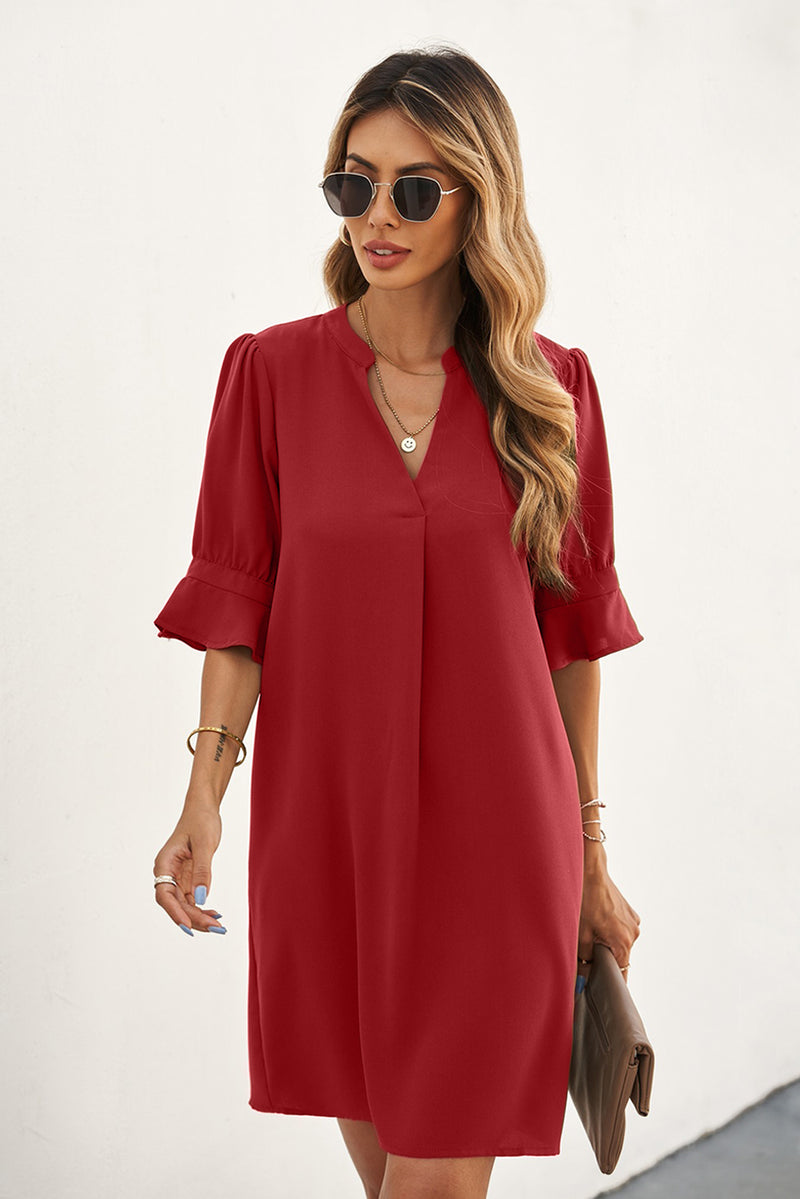 Udressshop Women's Ruffled Sleeve Shift Dress