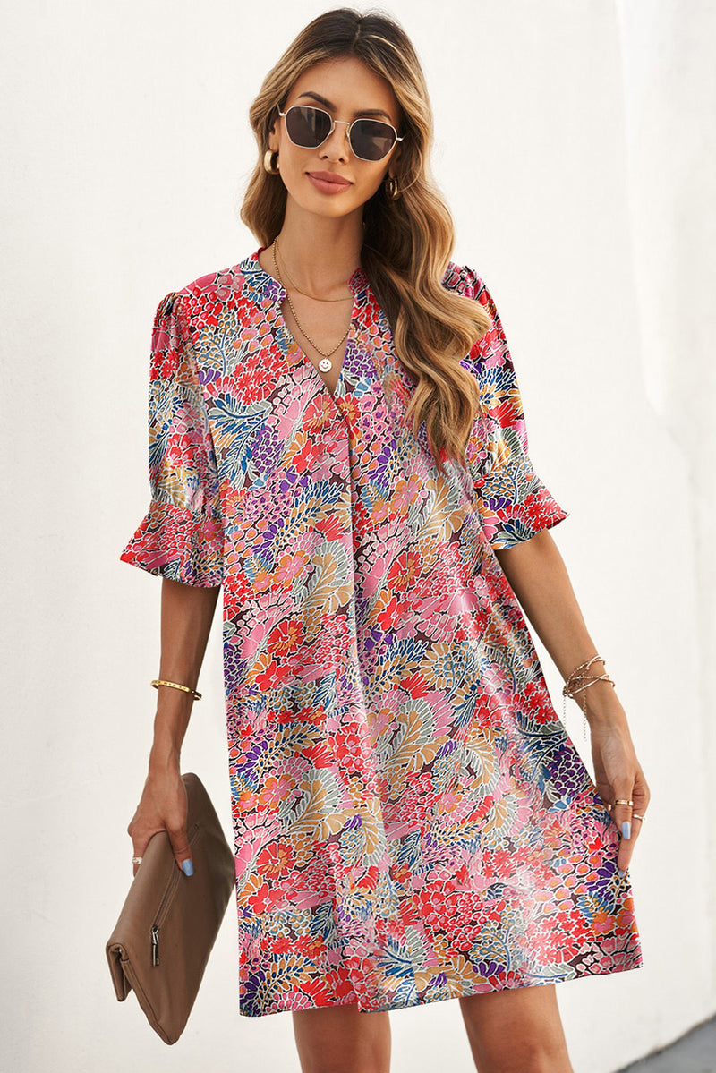 Udressshop Women's Ruffled Sleeve Shift Dress